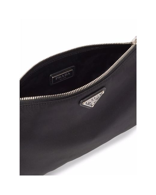 Prada Black Logo-Plaque Clutch Bag for men