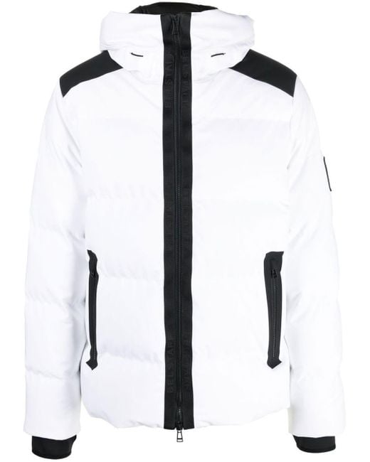 Belstaff White Logo-patch Hooded Padded Coat for men