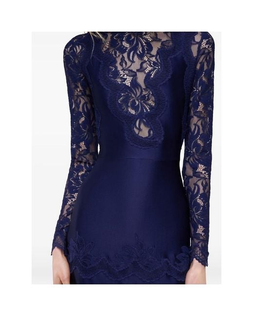 Rabanne Blue Long-Sleeved Lace Maxi Dress