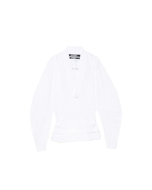 Jacquemus White Colombe V-Neck Blouse