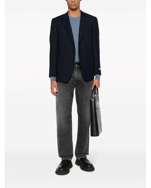 Canali Blue Single-breasted Wool Blazer for men