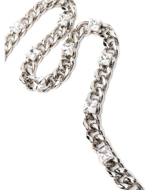 Alessandra Rich White Gem-Embellished Chain Belt