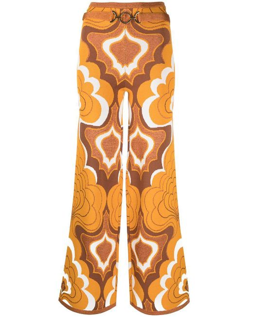 Alice McCALL Orange Retro-print Flared Trousers