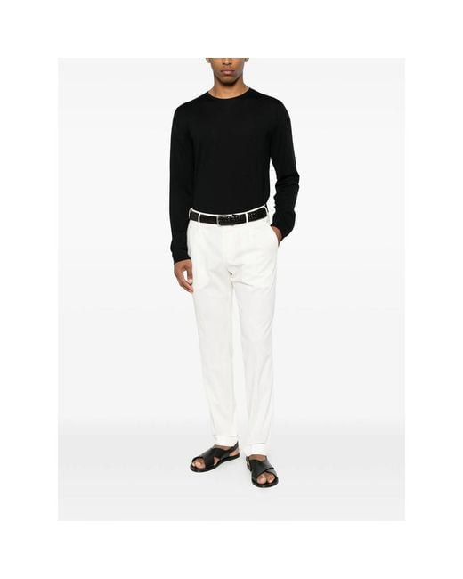 PT Torino White Pleated Turn-Up Trousers for men