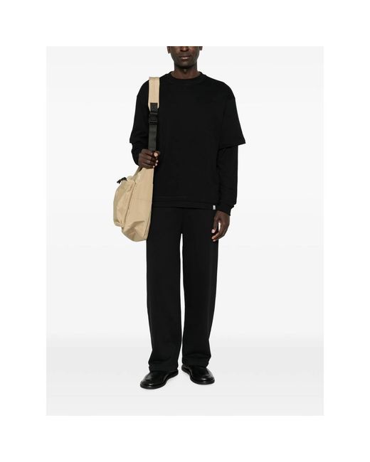 Woc Black Layered Long-Sleeve T-Shirt for men