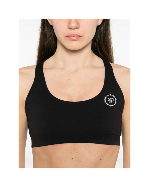 Sporty & Rich Black Srhwc Logo Cropped Sports Bra