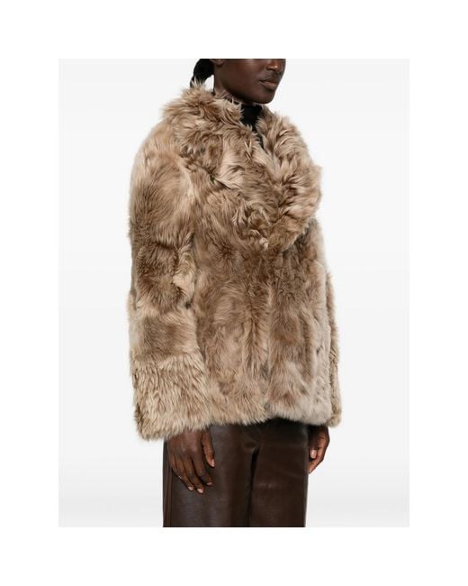 Yves Salomon Brown Shearling Double-Breasted Jacket