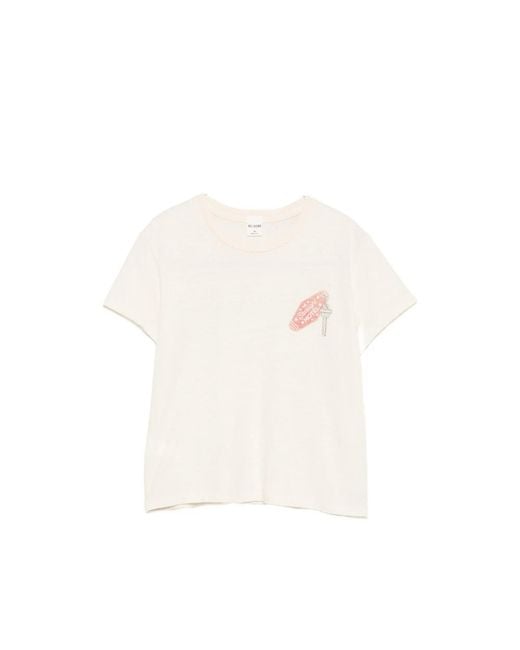 Re/done White Graphic-Print Short-Sleeve T-Shirt