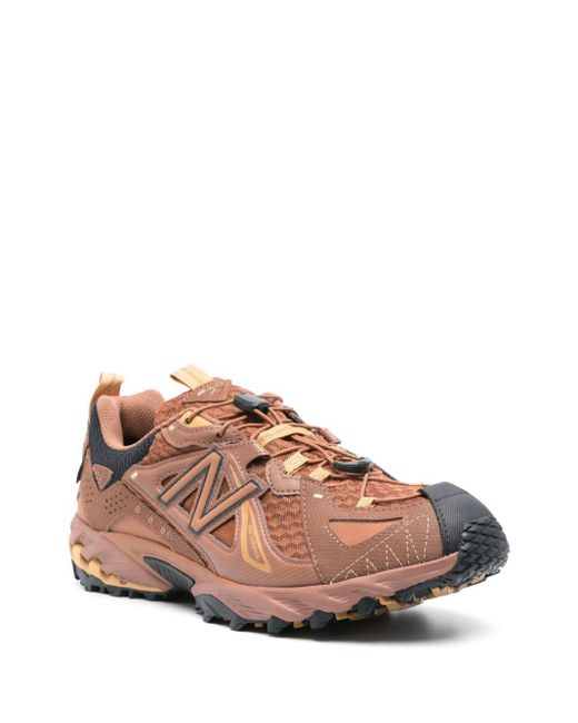 New Balance Brown Logo-Appliqué Leather Sneakers for men