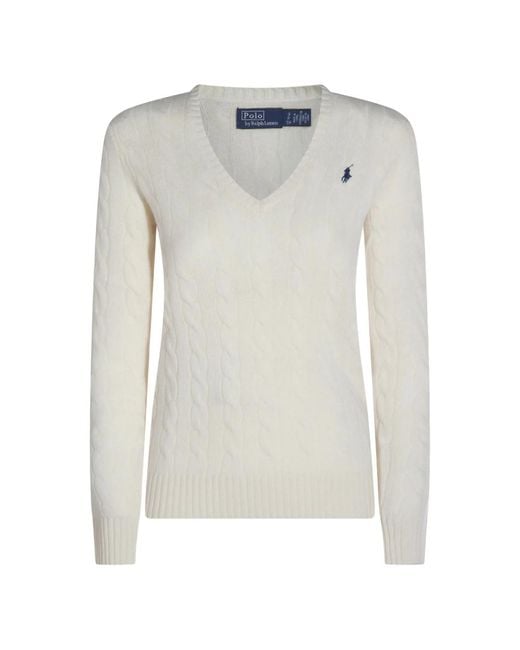 Ralph Lauren Gray Cable-Knit V-Neck Sweater