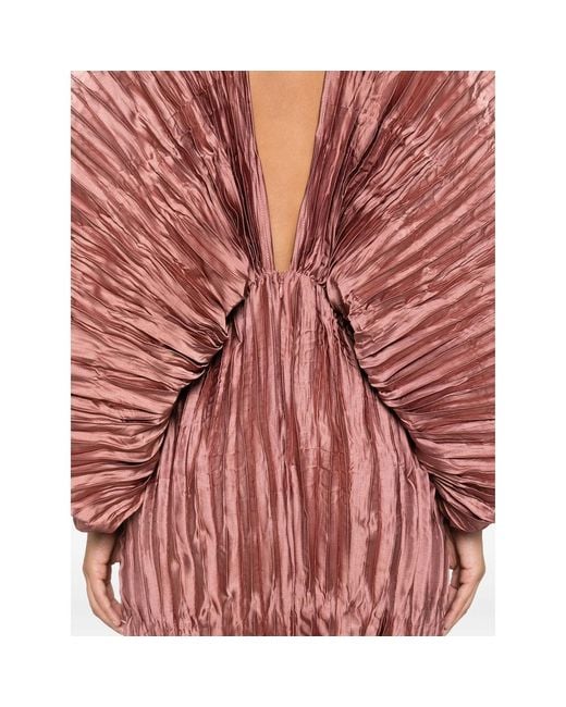 L'idée Red Deluxe Pleated V-Neck Gown