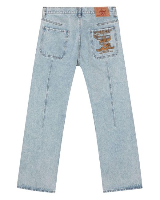Y. Project Blue Evergreen Wire Straight-Leg Jeans