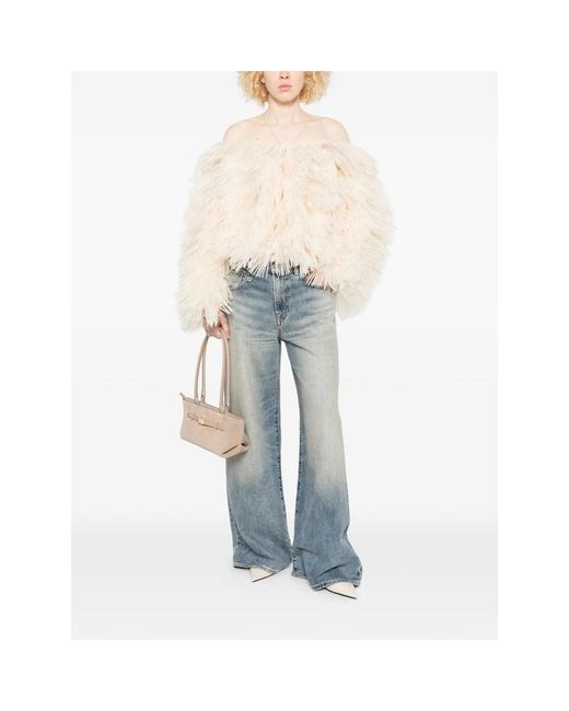 Elisabetta Franchi Natural Jacket With Tulle Yoke