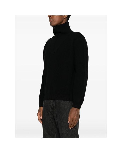 Saint Laurent Black Ribbed-Knit Crew-Neck Sweater for men