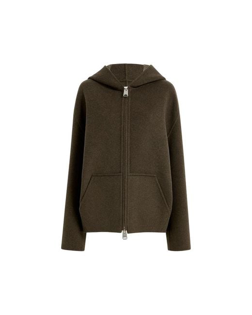 Khaite Green Hooded Wool Jacket