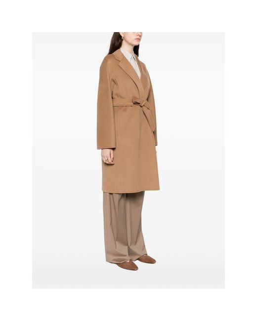 Max Mara Brown Aceri Tie-Waist Coat