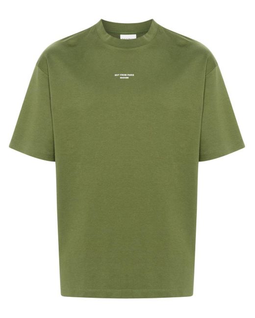 Drole de Monsieur Green Slogan-Print Cotton T-Shirt for men