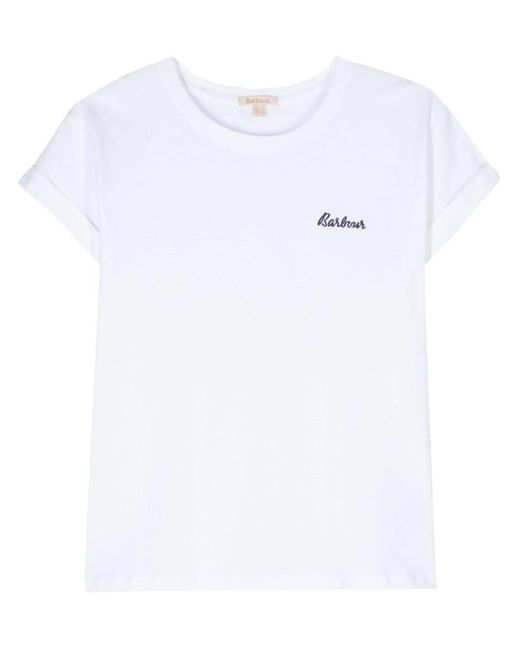 Barbour White Kenmore Logo-Embroidered T-Shirt