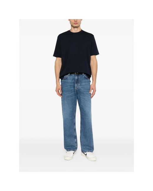 Mazzarelli Blue Round-Neck T-Shirt for men