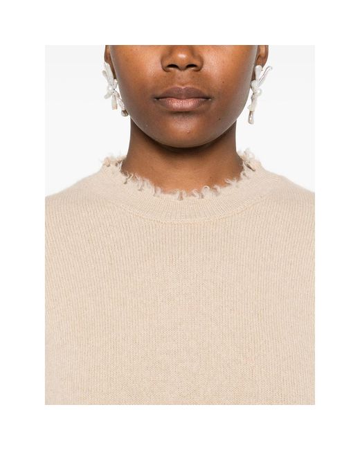 Antonelli Natural Frayed-Hem Cashmere Sweater
