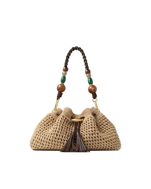 Jimmy Choo Metallic Cinch Beaded Shoulder Bag