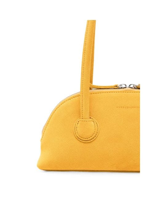 MARGE SHERWOOD Yellow Bessette Suede Half-Moon Tote Bag