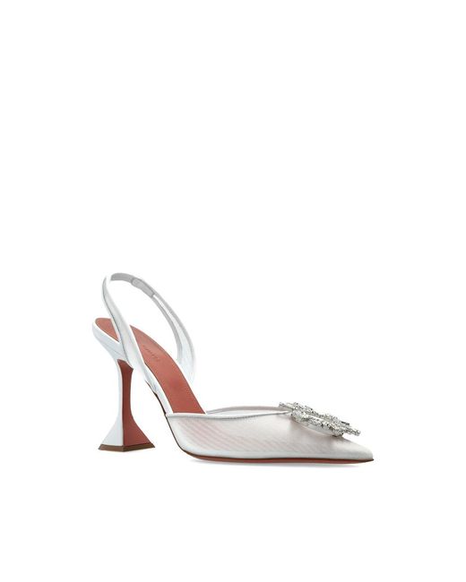 AMINA MUADDI White Slingback Pumps Begum Mesh
