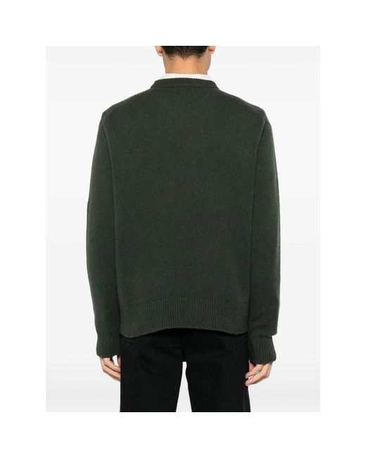 Diana Studio Green Ribbed-Trim Crew-Neck Sweater for men