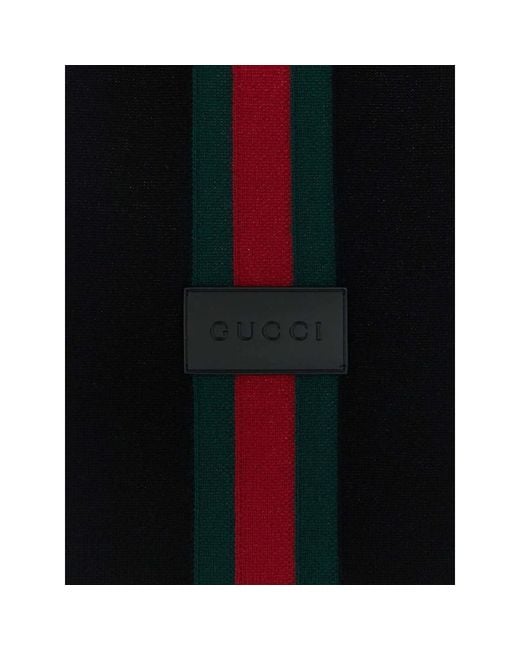 Gucci Black Web-Stripe Logo-Patch Scarf for men