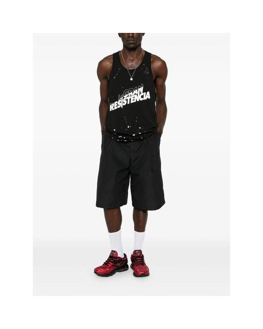 Willy Chavarria Black Logo-Print Paint-Splatter Vest for men