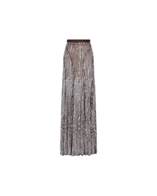 Rabanne Brown Sequin-Embellished Embroidered Maxi Skirt