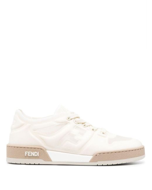 Fendi White Logo Embossed Sneakers