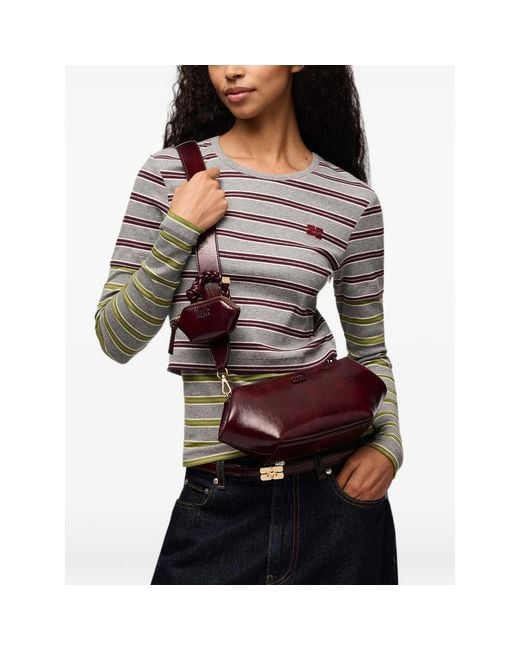 Ganni Red Bou Bag East/West Shine