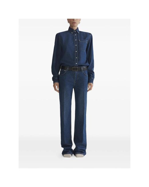 Mugler Blue Buttoned Pocket Shirt