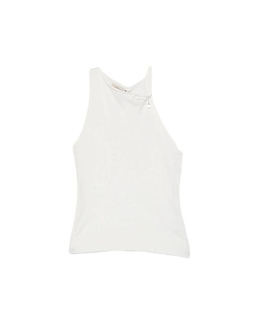 Paloma Wool White Lani Asymmetric-Neck Knitted Top