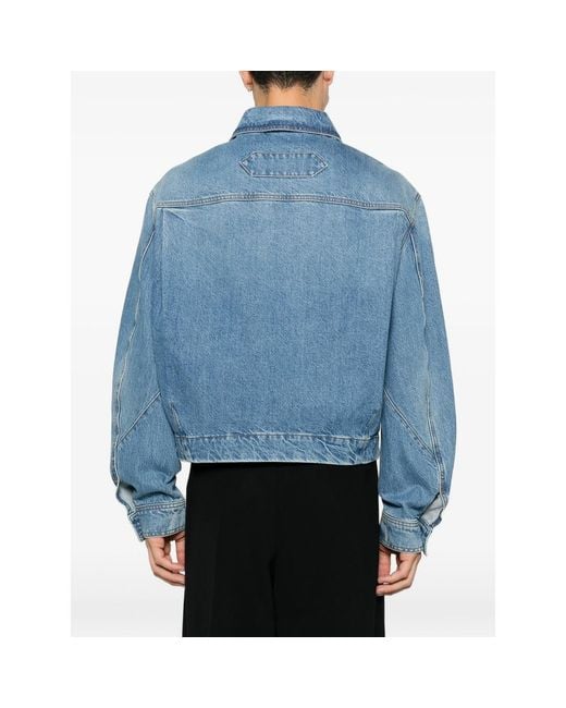 Jacquemus Blue Logo-Embroidered Denim Jacket for men