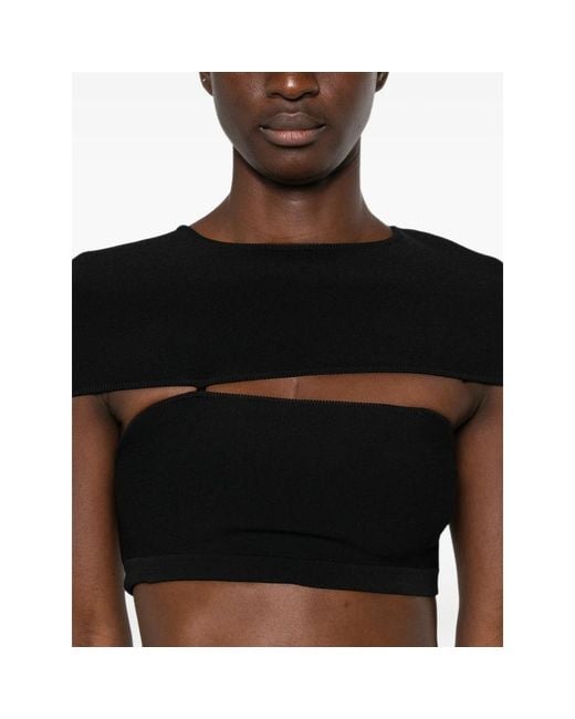 Cult Gaia Black Brett Cut-Out Cropped Top
