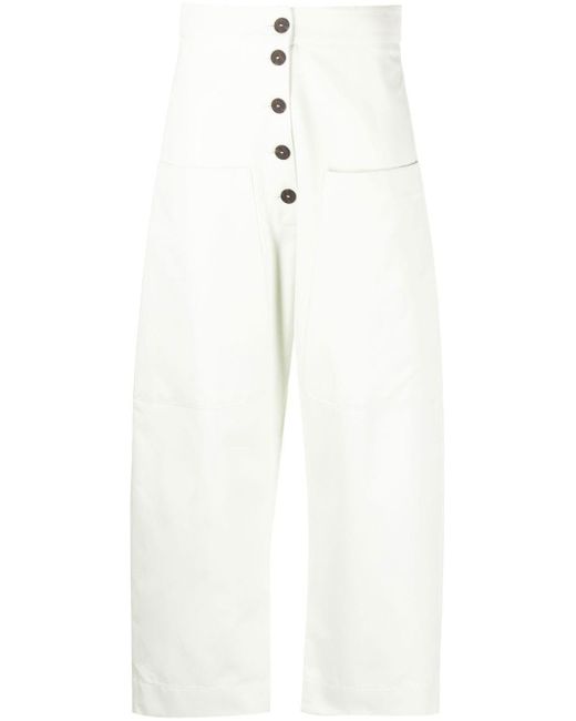 Studio Nicholson White Brinson Cropped High-waist Trousers