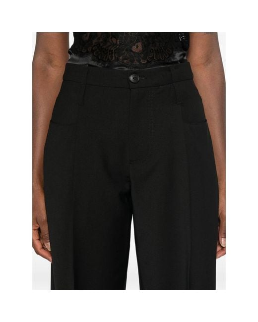 Tela Black Pleated-Detail Cropped Trousers