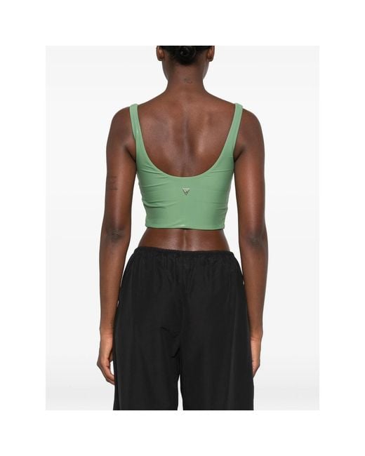 MACRON Green V-Neck Cropped Performance Top