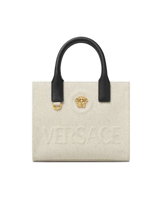 Versace Natural La Medusa Mini Canvas Tote