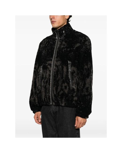 Roa Black Fleece-Texture Zip-Up Jacket for men