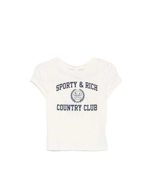 Sporty & Rich White T-Shirt Ecru Cotton