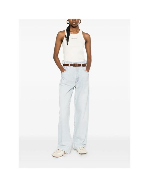 Maison Kitsuné White Tank Top Ribbed Organic Cotton