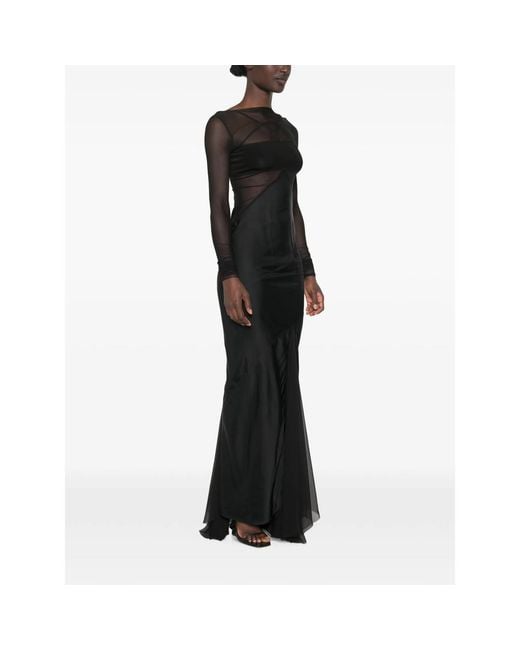 Rick Owens Black Combo Long-Sleeve Maxi Dress