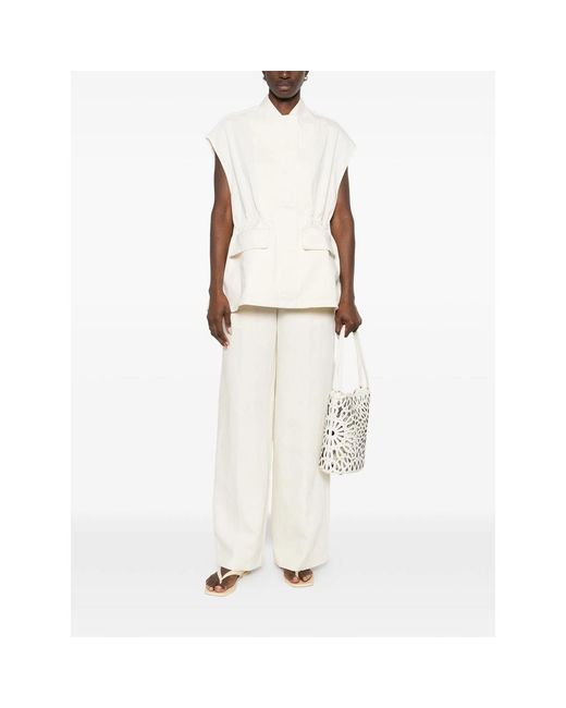 Fabiana Filippi White Stand Collar Cream Coat