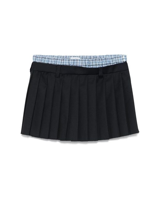 Miu Miu Black Pleated Mini Skirt
