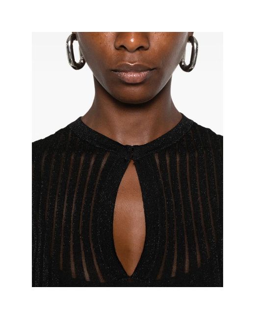 Dondup Black Sheer-Knit Cut-Out Sweater