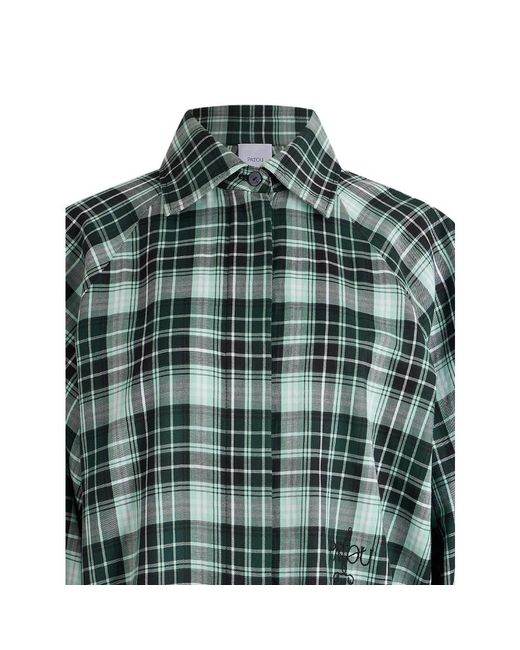 Patou Green Bow-Sleeve Check Shirt