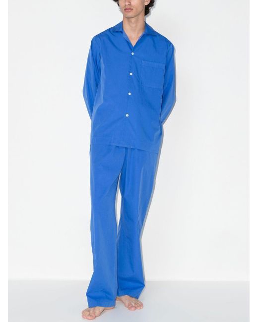 Tekla Blue Organic Cotton Pajama Shirt